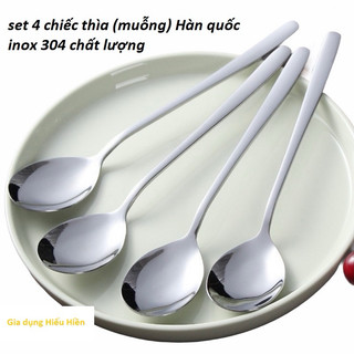 Inox 304 Combo 4 Chiếc thìa - Muỗng Hàn Quốc Cán Dài Đẹp Lung Linh có 3 cỡ Lớn Vừa Và Nhỏ