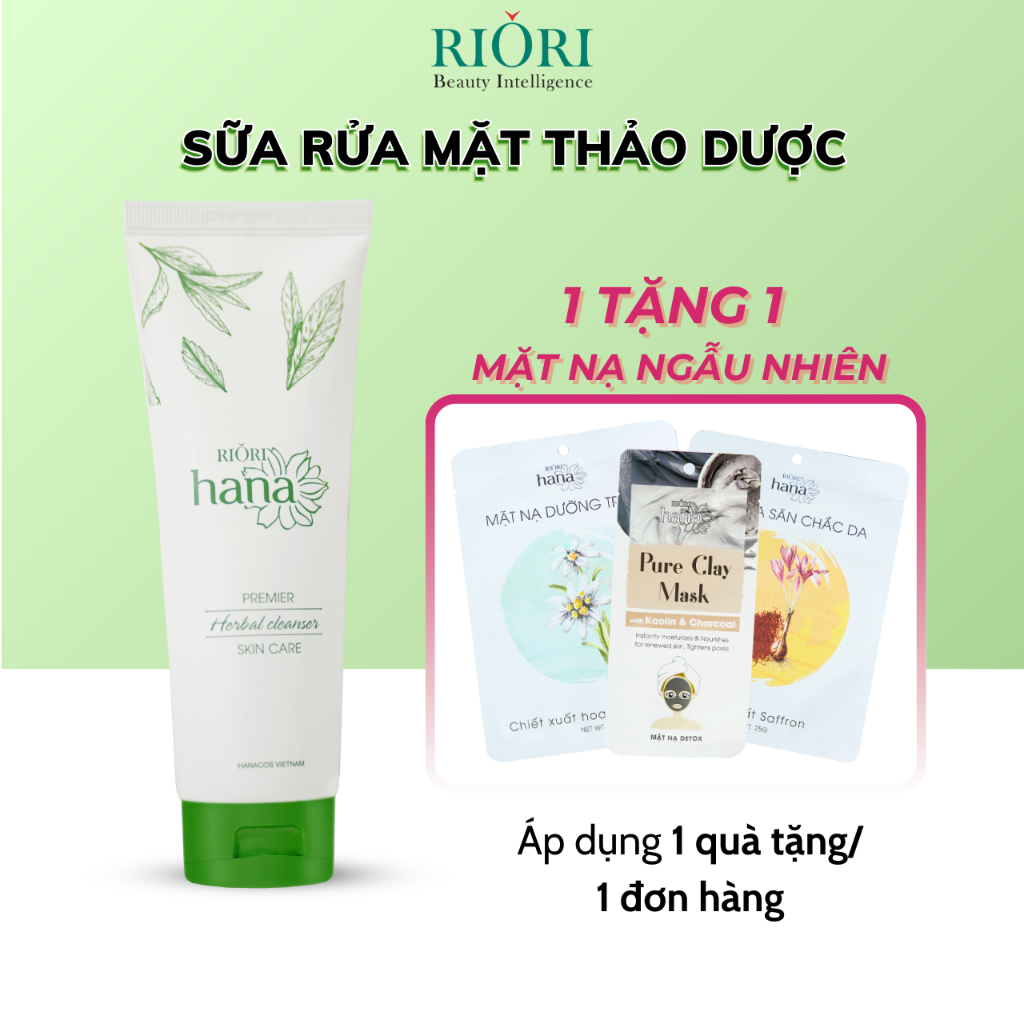 Ảnh Sữa Rửa Mặt Thảo Mộc pH 5.5 RIORI HANA Herbal Cleanser 120g 1