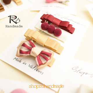 Set 4 kẹp tóc mix nhiều màu tím, đỏ, xanh cho nữ và bé gái siêu xinh 4.5cm |Shop Rô Handmade