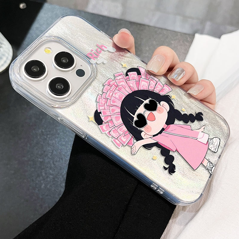 Ốp Lưng iPhone Cô Gái Phát Tài Công Nghệ IMD - Chống Vân Tay & Chống Trầy | Tương Thích iPhone 16/15/14/13/12/11 Pro Max