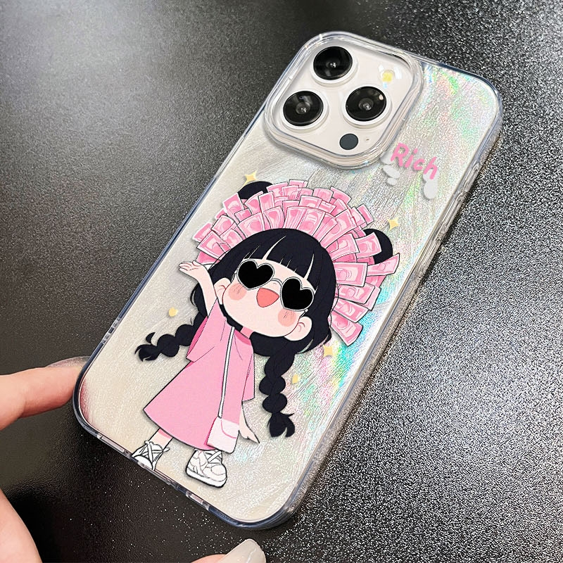 Ốp Lưng iPhone Cô Gái Phát Tài Công Nghệ IMD - Chống Vân Tay & Chống Trầy | Tương Thích iPhone 16/15/14/13/12/11 Pro Max