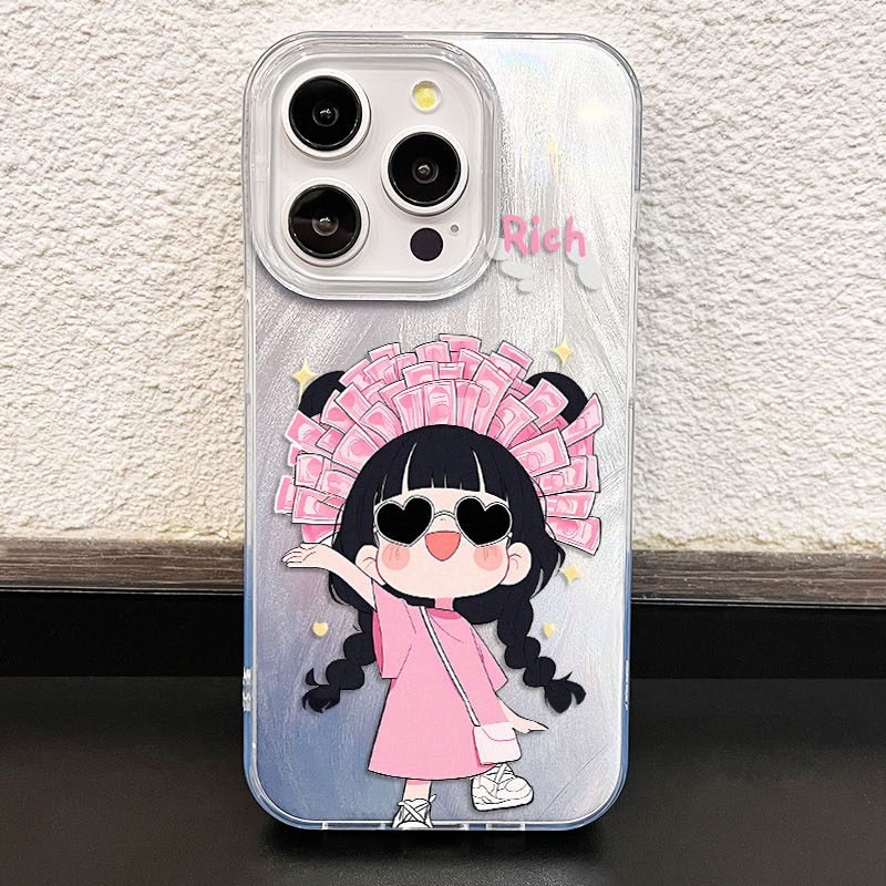 Ốp Lưng iPhone Cô Gái Phát Tài Công Nghệ IMD - Chống Vân Tay & Chống Trầy | Tương Thích iPhone 16/15/14/13/12/11 Pro Max