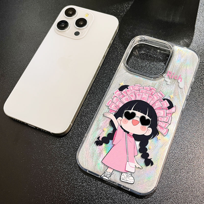 Ốp Lưng iPhone Cô Gái Phát Tài Công Nghệ IMD - Chống Vân Tay & Chống Trầy | Tương Thích iPhone 16/15/14/13/12/11 Pro Max