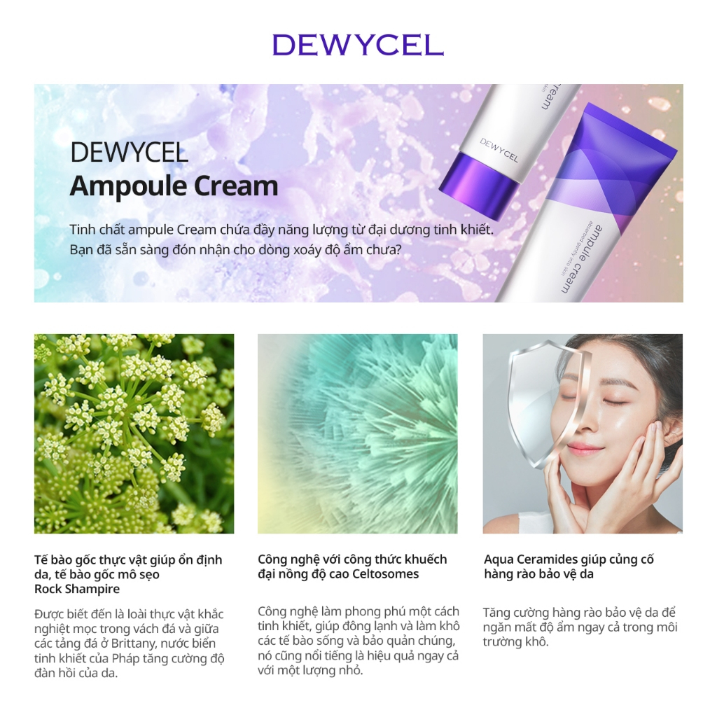 Kem dưỡng ẩm thế hệ mới chuyên sâu Dewycel Ampule Cream 80ml