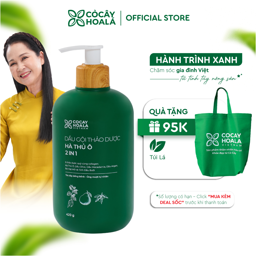 Ảnh Dầu Gội Thảo Dược Hà Thủ Ô 2in1 Cỏ Cây Hoa Lá 420g - Giảm Gãy Rụng, Dưỡng Tóc Chắc Khỏe 1