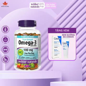 Viên Uống Omega3 Webber Naturals Triple Strength Omega-3 80 viên