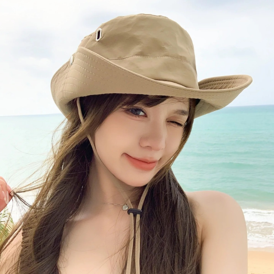 Mũ Cao Bồi Tai Bèo Phối Dây Rút Chống Nắng Kiểu Nhật Bản Thời Trang Mùa Hè Cho Nam Và Nữ Cực Chất