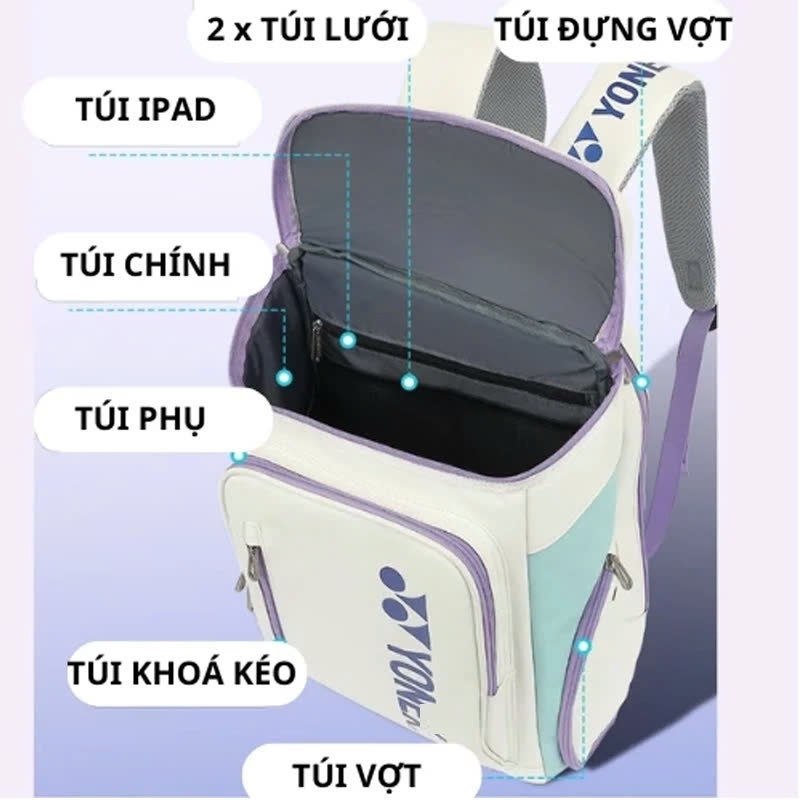 { HỎA TỐC } Balo cầu lông chống nước YONEX 1408 Chất liệu Da PU Cao Cấp