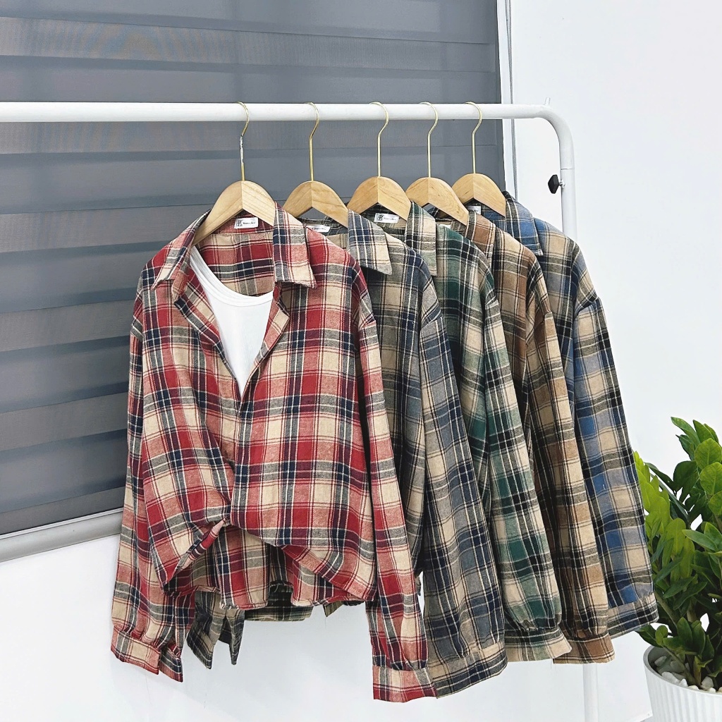 Áo Sơ Mi Nữ Caro Kiểu Soắn Lai Chéo Chất Vải Nỉ Bông Mềm Mịn Có Kèm Áo Balỗ Xinh Freesize