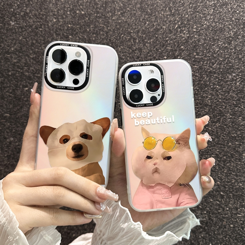 Ốp Lưng iPhone Đôi Mèo/Chó Đắp Mặt Nạ Công Nghệ IMD | Tương Thích iPhone 16/15/14/13/12/11 Pro Max/XR/XS Max