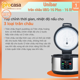 Nồi nấu trân châu tự động Unibar UBS-16 Plus - 16 lít - nấu tối đa 3kg trân châu
