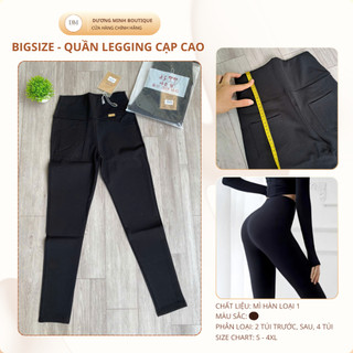 Bigsize - Quần legging cạp cao tôn dáng, gọn bụng – Chất vải mì Hàn cao cấp, co giãn 4 chiều, chính hãng