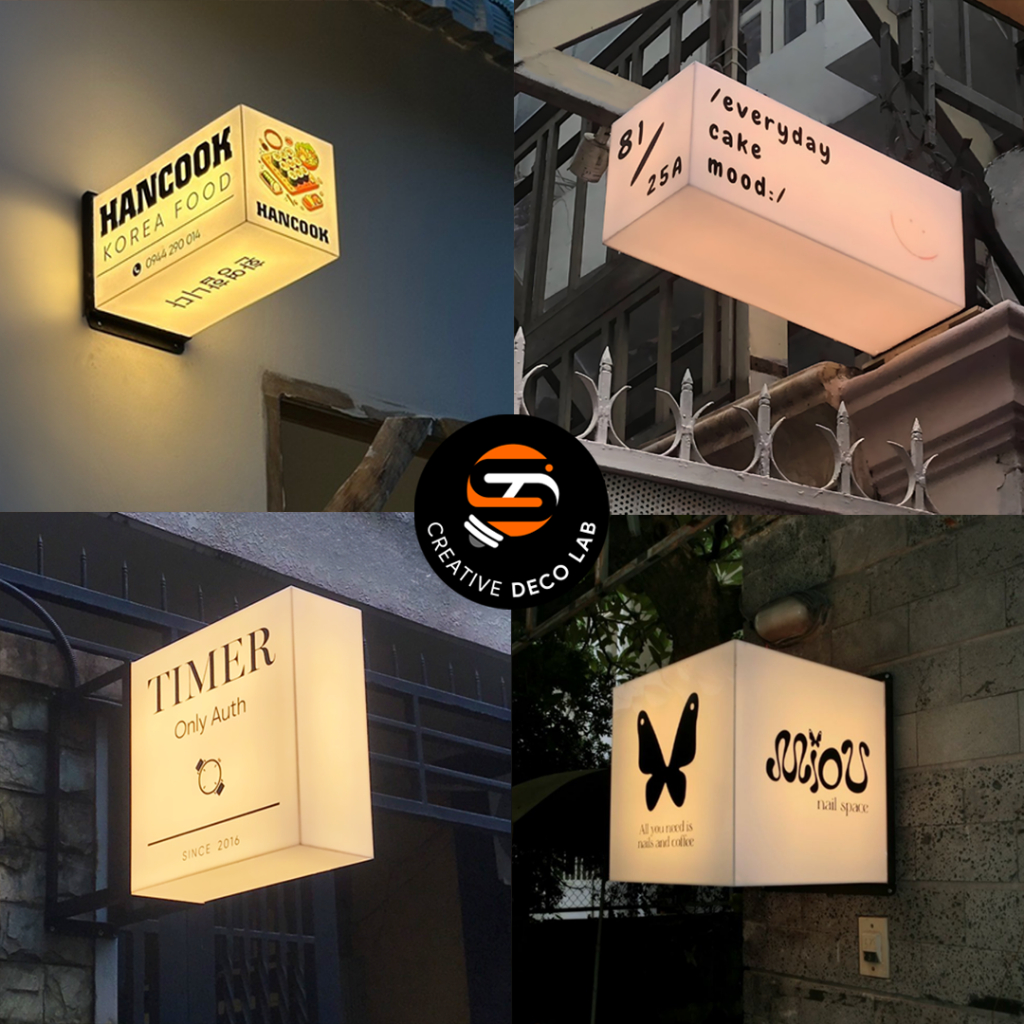 [creativedecolab] Custom hộp đèn mica không viền LED sáng 5 mặt - light ...