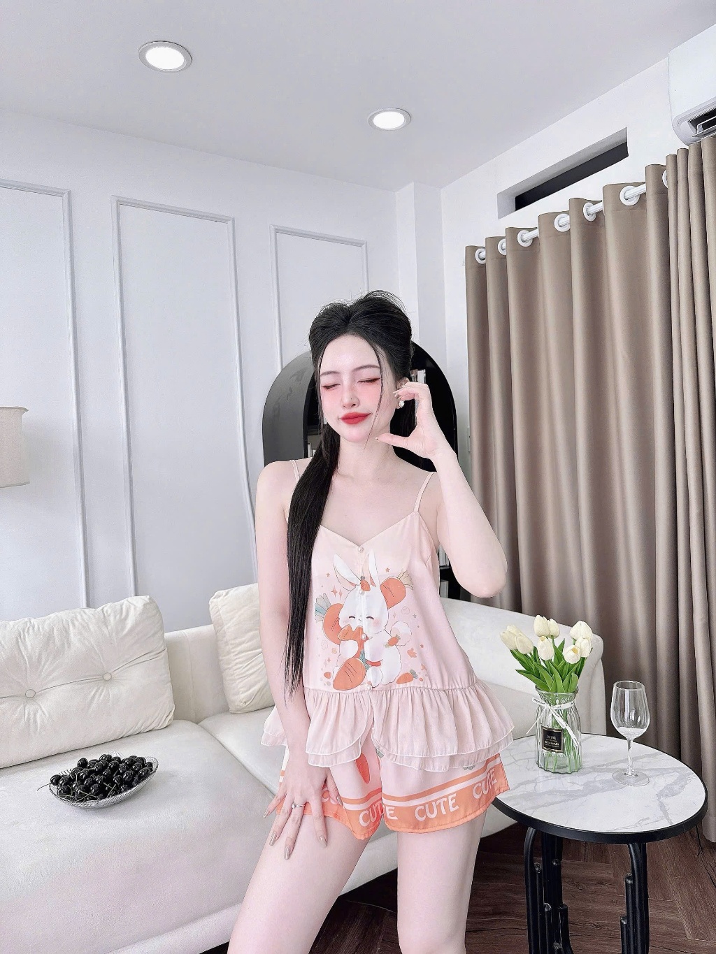 Đồ Ngủ Sexy Nữ Lụa Latin Dưới 62Kg - Bộ Tơ Ánh Quyến Rũ