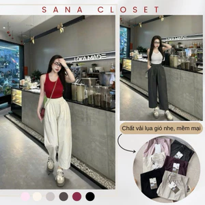 Quần Dài Nữ Dáng Bom Cạp Chun Cao Tôn Dáng Chất Gió Lụa Đẹp Mịn SANA CLOSET #5610