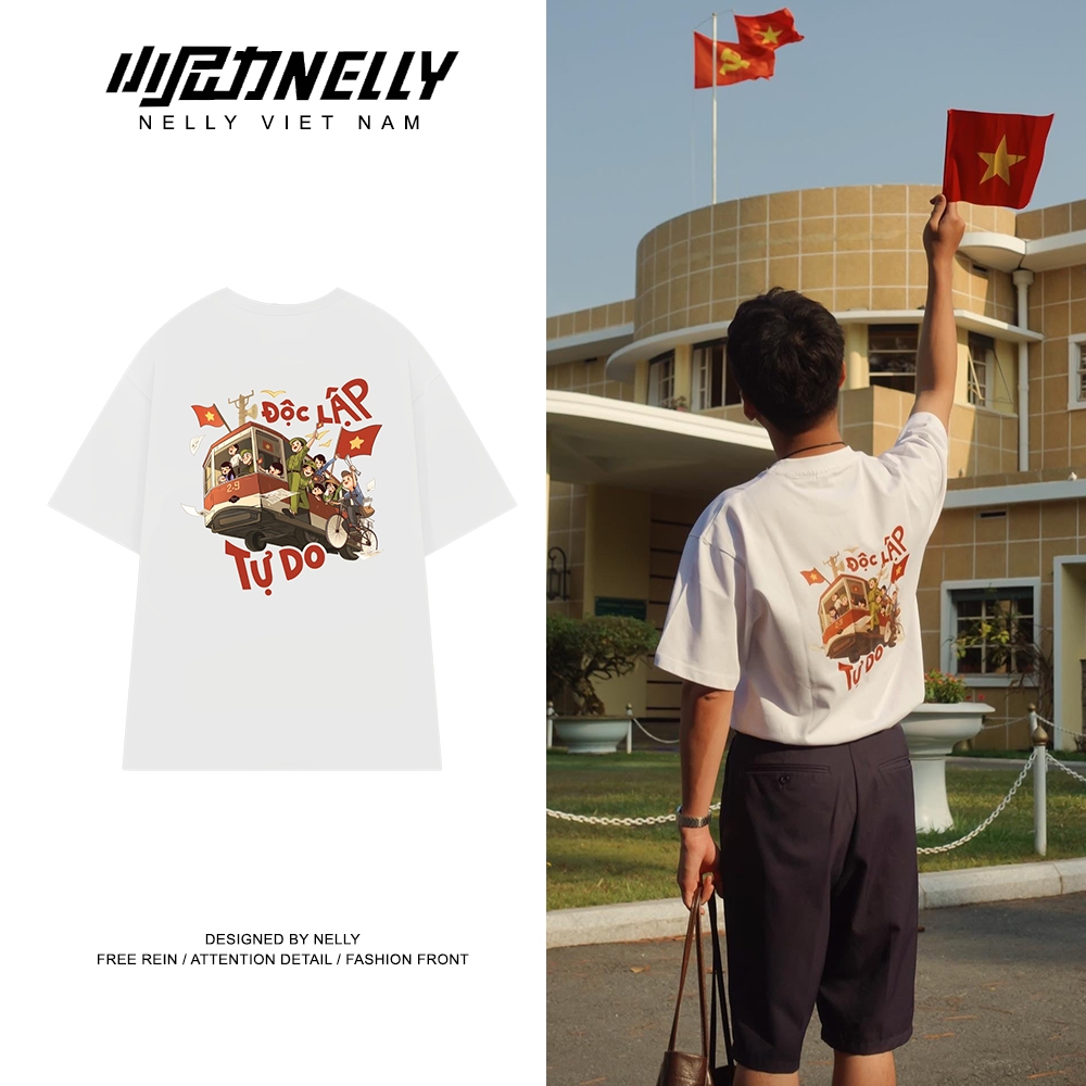 Ảnh Áo thun NELLY - ĐỘC LẬP TƯ DO, ẤM NO HẠNH PHÚC 100% cotton 260gsm Premium -Tay Lỡ Form Rộng Oversize Nam Nữ 1