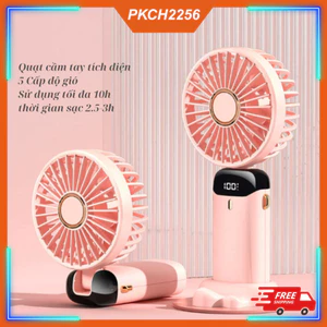 Quạt Cầm Tay Mini Tích Pin Trâu 5 Tốc Độ Gió, Dung Lượng Pin Lớn, Sạc USB, Bảo Hành 12 Tháng