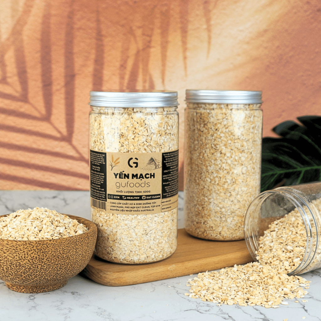 Ảnh Yến mạch cán vỡ 0.55mm GUfoods - Giàu chất xơ, Tốt cho sức khoẻ, Healthy, Tập gym, Eat clean (hũ 500g) 1