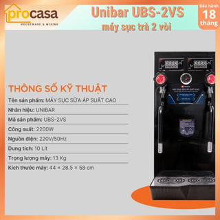 Máy sục trà sữa áp suất cao Unibar UBS-2VS - 2 vòi sục