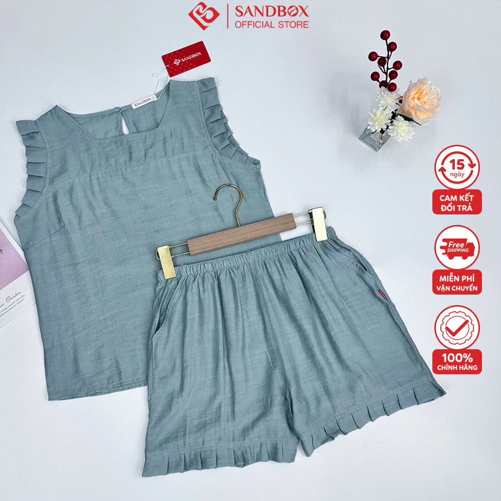 Ảnh Bộ Mặc Nhà Nữ SANDBOX Thiết Kế Sát Nách, Quần Đùi Chất Đũi Tơ Cao Cấp Mềm Mát Thoải Mái BDD25001 3