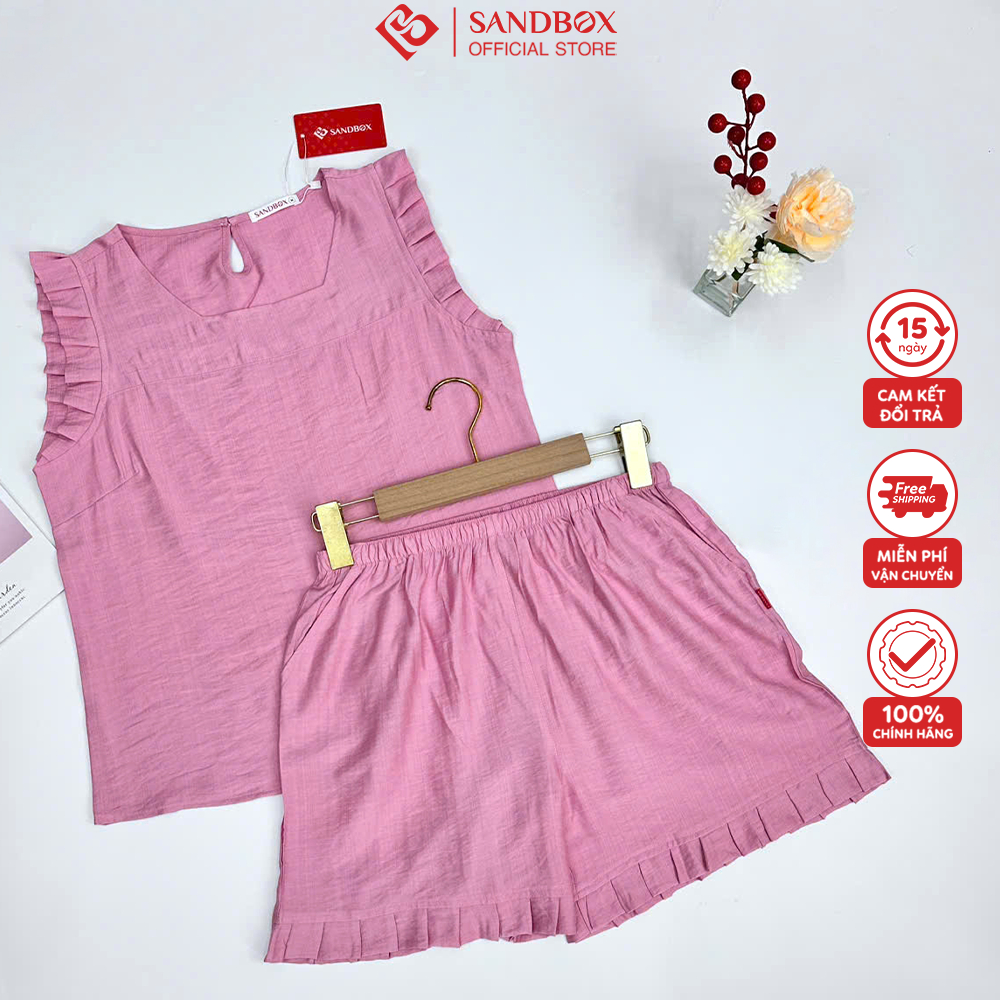 Ảnh Bộ Mặc Nhà Nữ SANDBOX Thiết Kế Sát Nách, Quần Đùi Chất Đũi Tơ Cao Cấp Mềm Mát Thoải Mái BDD25001 1