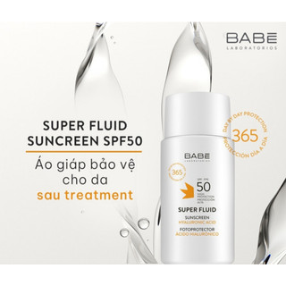 Kem Chống Nắng Phổ Rộng Cho Da Khô BABE Super Fluid Sunscreen Hyaluronic Acid SPF 50+ 50ml