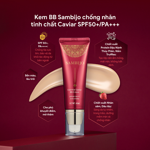 Kem BB SAMBIJO Chống Nhăn Tinh Chất Caviar SPF50+/PA+++ 40ML