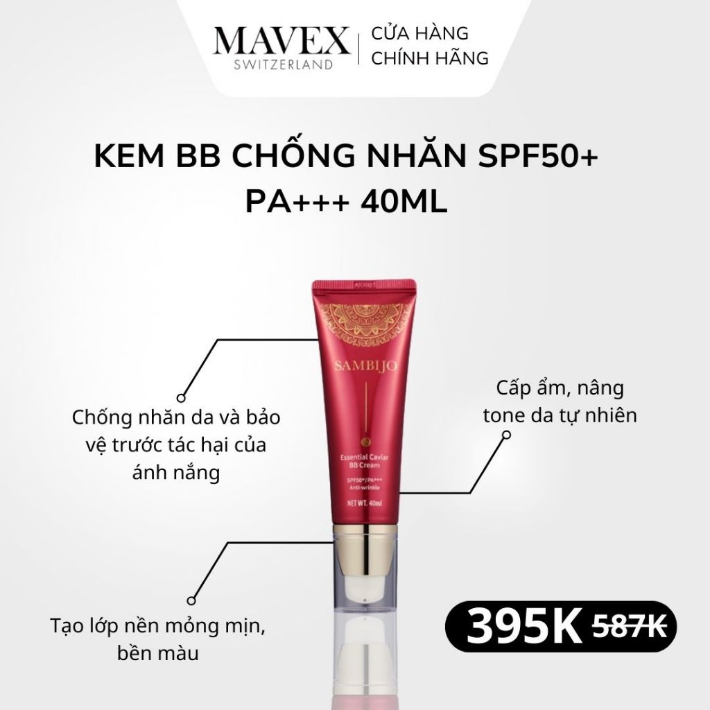 Kem BB SAMBIJO Chống Nhăn Tinh Chất Caviar SPF50+/PA+++ 40ML