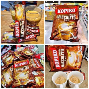 Cà Phê Sữa Kopiko Macchiato 3in1 Thái Lan bịch * 400gr chia 20 gói nhỏ date 2027 mẫu mới nhất