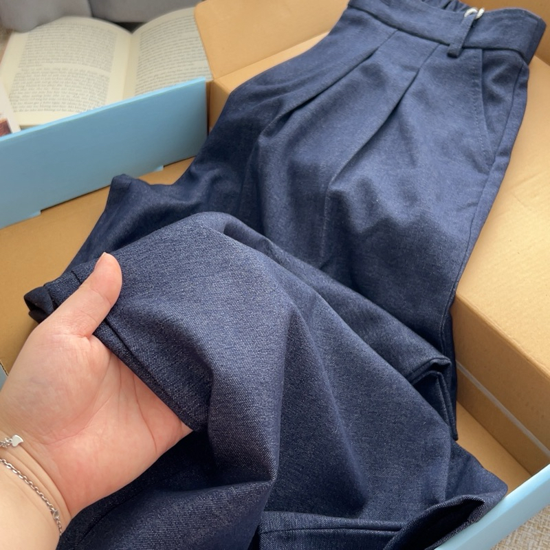 Quần Jeans Lạnh Ống Rộng From Suông Eo Cao Chất Vải Mềm Chống Nhăn Basic Hàn Quốc SANA CLOSET #262