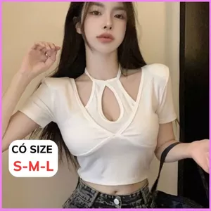 Áo Croptop Cổ Yếm Tay Ngắn RANSHI Hai Lớp Chất Thun Tăm Lạnh Xịn Thoáng Mát Dễ Phối Đồ - RA164