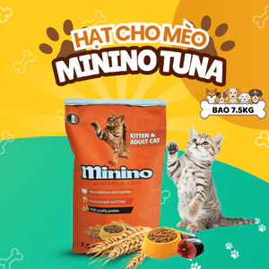 Thức ăn hạt cho mèo Minino Tuna bao xá 7,5kg cho mọi lứa tuổi cung cấp vitamin tăng cường miễn dịch