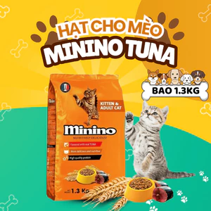 Thức ăn hạt Minino Tuna cho mèo mọi độ tuổi 1,3kg bổ sung đạm và canxi, không nhuộm phẩm màu