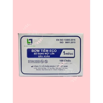 Bơm Tiêm Thẩm Mỹ Đầu Xoắn 1ml MPV Hộp 100 Cái, Lắp Đầu Kim Meso 34G, Chống Trào Dưỡng Chất, Tiết Kiệm Tinh Chất Tiêm