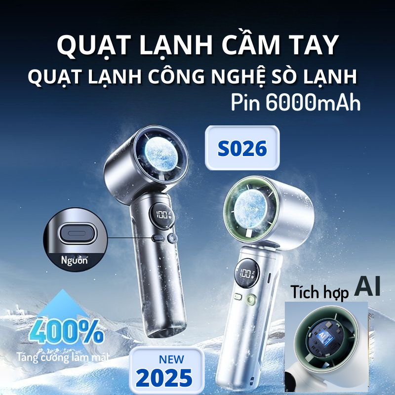 Quạt cầm tay turbo mini tích điện tốc độ gió mạnh không ồn Quạt mini cầm tay quạt phản lực cầm tay