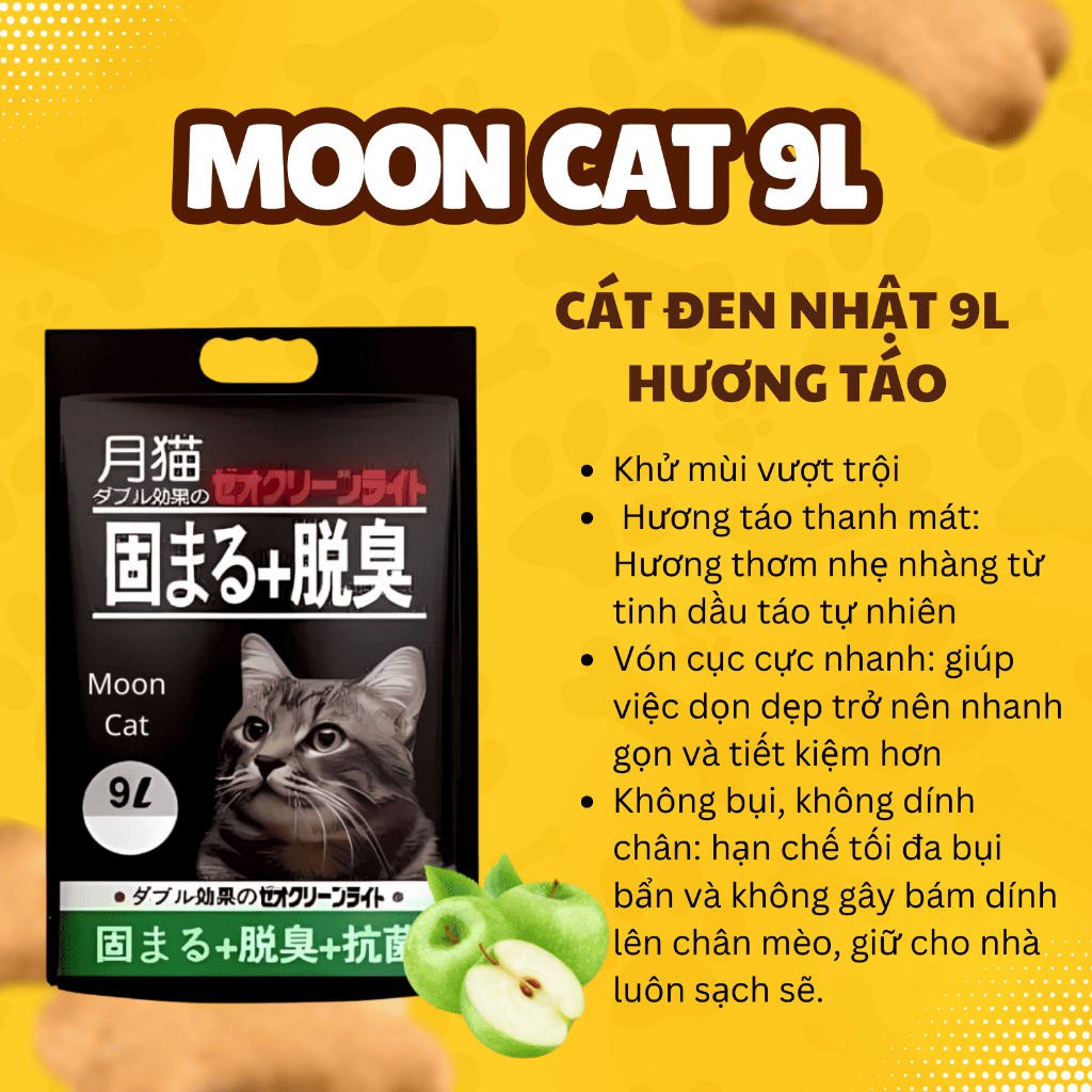 Cát Nhật đen cho mèo, Cát Nhật đen Mooncat vệ sinh cho mèo khử mùi, vón cục, thấm hút nhanh