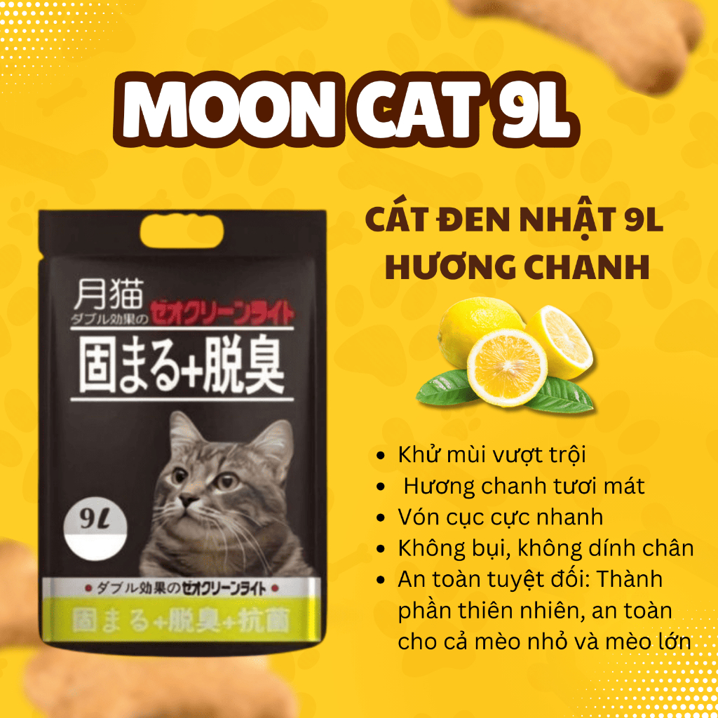 Cát Nhật đen cho mèo, Cát Nhật đen Mooncat vệ sinh cho mèo khử mùi, vón cục, thấm hút nhanh