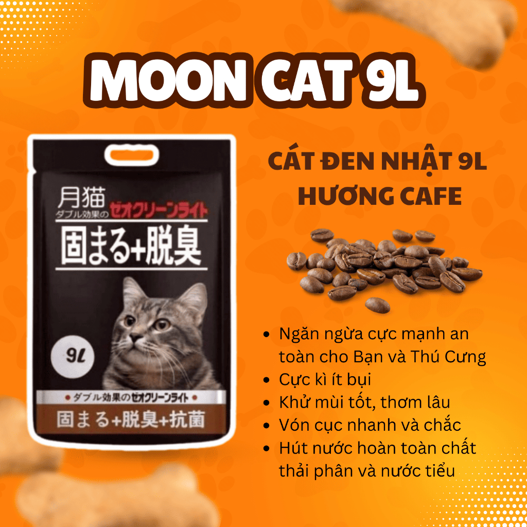 Cát Nhật đen cho mèo, Cát Nhật đen Mooncat vệ sinh cho mèo khử mùi, vón cục, thấm hút nhanh