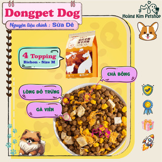 Hạt DONGPET DOG 10KG 4 Topping Hạt Thịt Sấy Mix Topping Cao Cấp Đạm 22% - Hoàng Kim Petshop