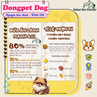 Hạt DONGPET DOG 10KG 4 Topping Hạt Thịt Sấy Mix Topping Cao Cấp Đạm 22% - Hoàng Kim Petshop