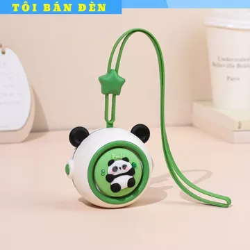 Quạt mini cầm tay dễ thương, quạt cầm tay sạc điện kèm dây đeo cổ nhỏ gọn tiện lợi - Quạt điện mini gấu panda học sinh