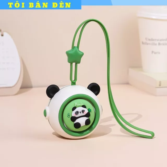 Quạt mini cầm tay dễ thương, quạt cầm tay sạc điện kèm dây đeo cổ nhỏ gọn tiện lợi - Quạt điện mini gấu panda học sinh