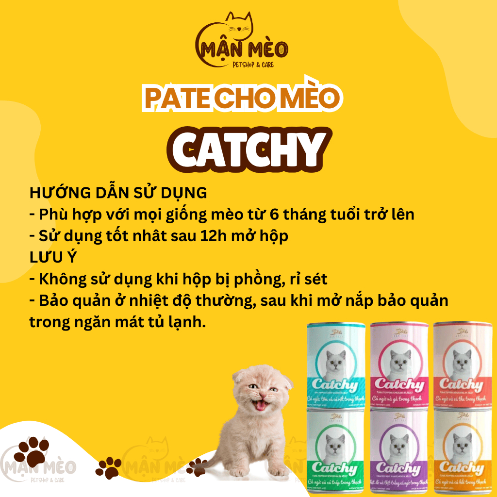 [COMBO 4 LON] Pate CATCHY lon 400g dành cho mèo mọi lứa tuổi