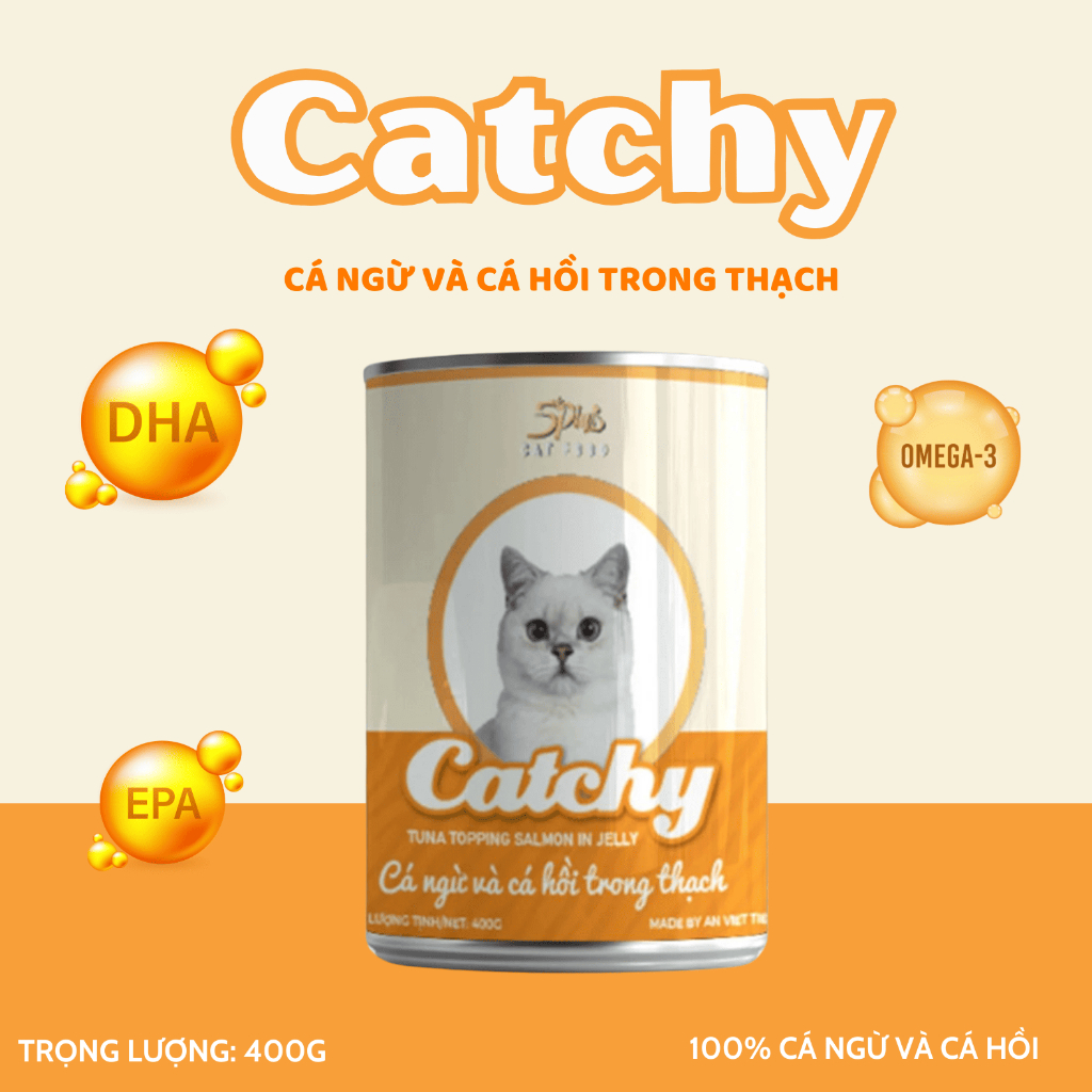 [COMBO 4 LON] Pate CATCHY lon 400g dành cho mèo mọi lứa tuổi