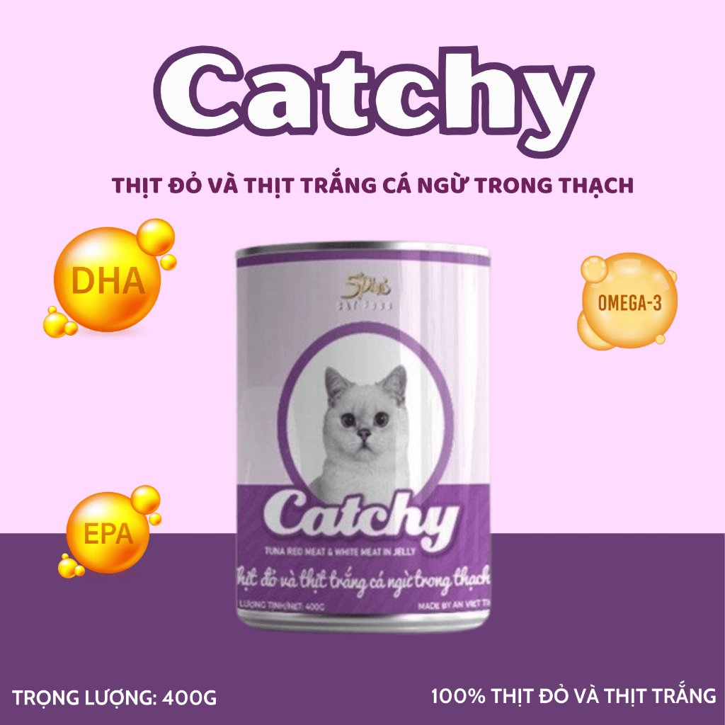 [COMBO 4 LON] Pate CATCHY lon 400g dành cho mèo mọi lứa tuổi