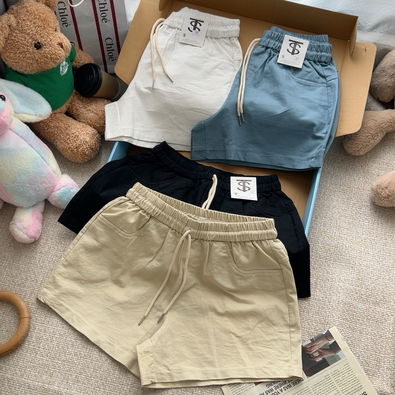 Quần short trơn basic cạp chun mùa hè thoáng mát dành cho nữ nhiều màu - SANA CLOSET #222