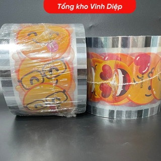 Màng dập miệng cốc trà sữa in sẵn cuộn 2400 nắp giao màu ngẫu nhiên