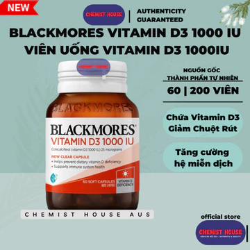[HSD 2026] Blackmores Vitamin D3 1000IU - Viên uống vitamin D3 60 viên