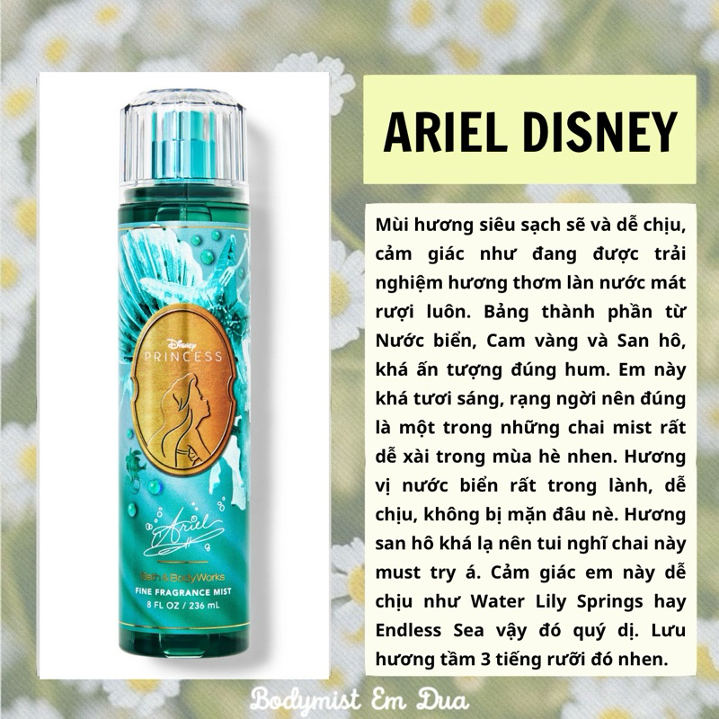 BODYMIST] Xịt Thơm Toàn Thân ARIEL DISNEY Em Dứa Shopee Việt Nam