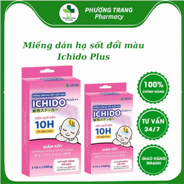 Miếng dán hạ sốt đổi màu Ichido Plus++ Giúp làm mát, hạ nhiệt nơi chườm khi nóng, sốt, làm dịu da